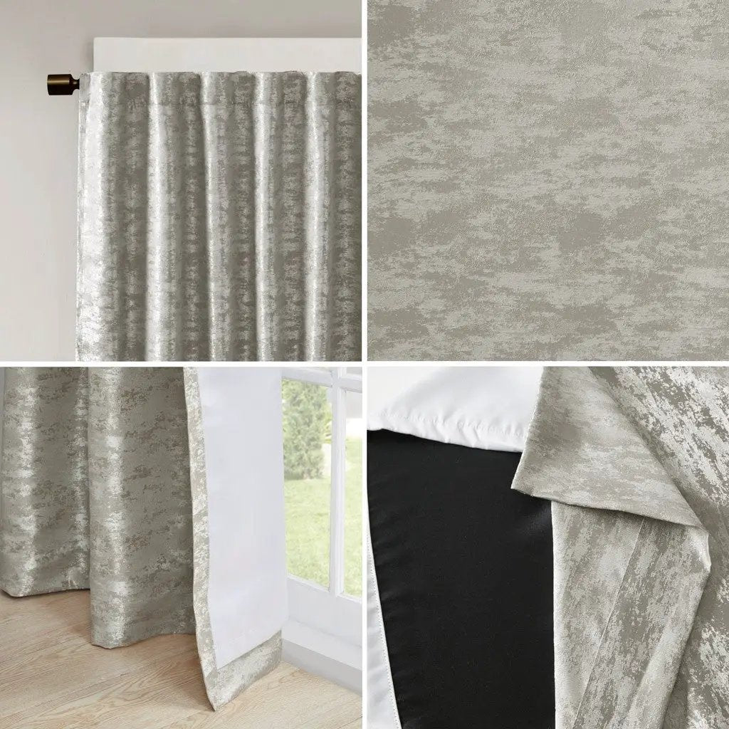 Jacquard Lined Total Blackout Rod Pocket/Back Tab Curtain Panel by HouseOfZazla