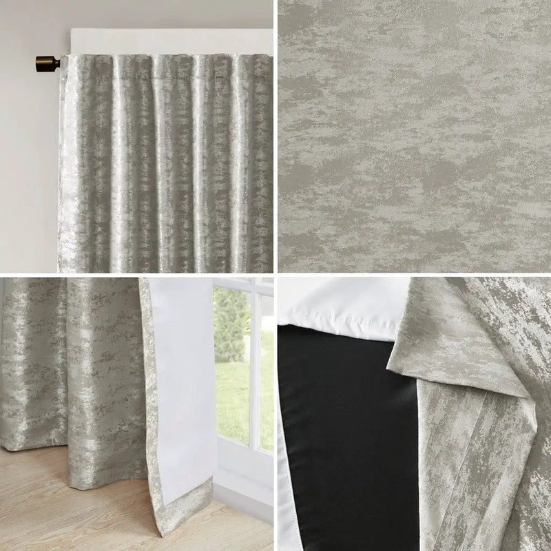 Jacquard Lined Total Blackout Rod Pocket/Back Tab Curtain Panel by HouseOfZazla