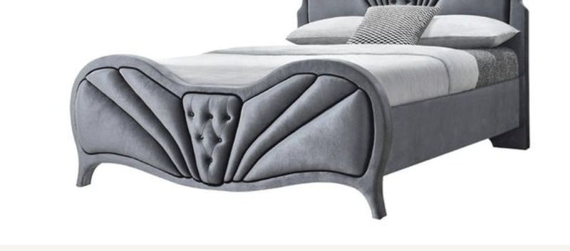 Dante Queen Upholstered Bed with Velvet Headboard - Dark Gray, photo 3 of 4
