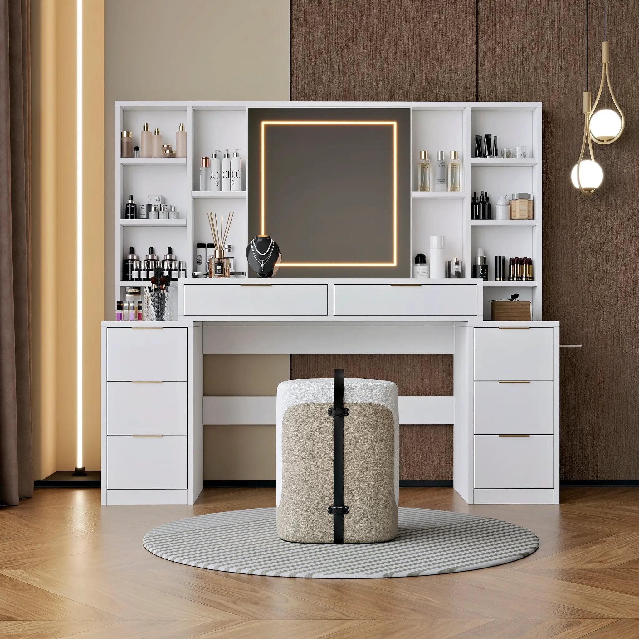 Makeup Vanity Desk with Mirror and Lights by HouseOfZazla