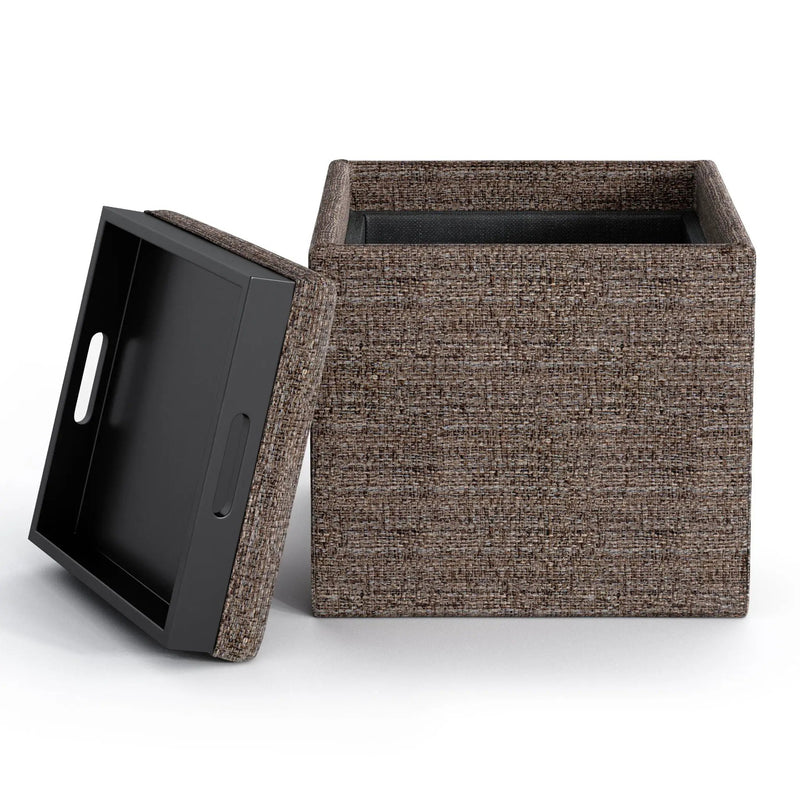 Rockwood - Upholstered Cube Storage Ottoman With Tray by HouseOfZazla