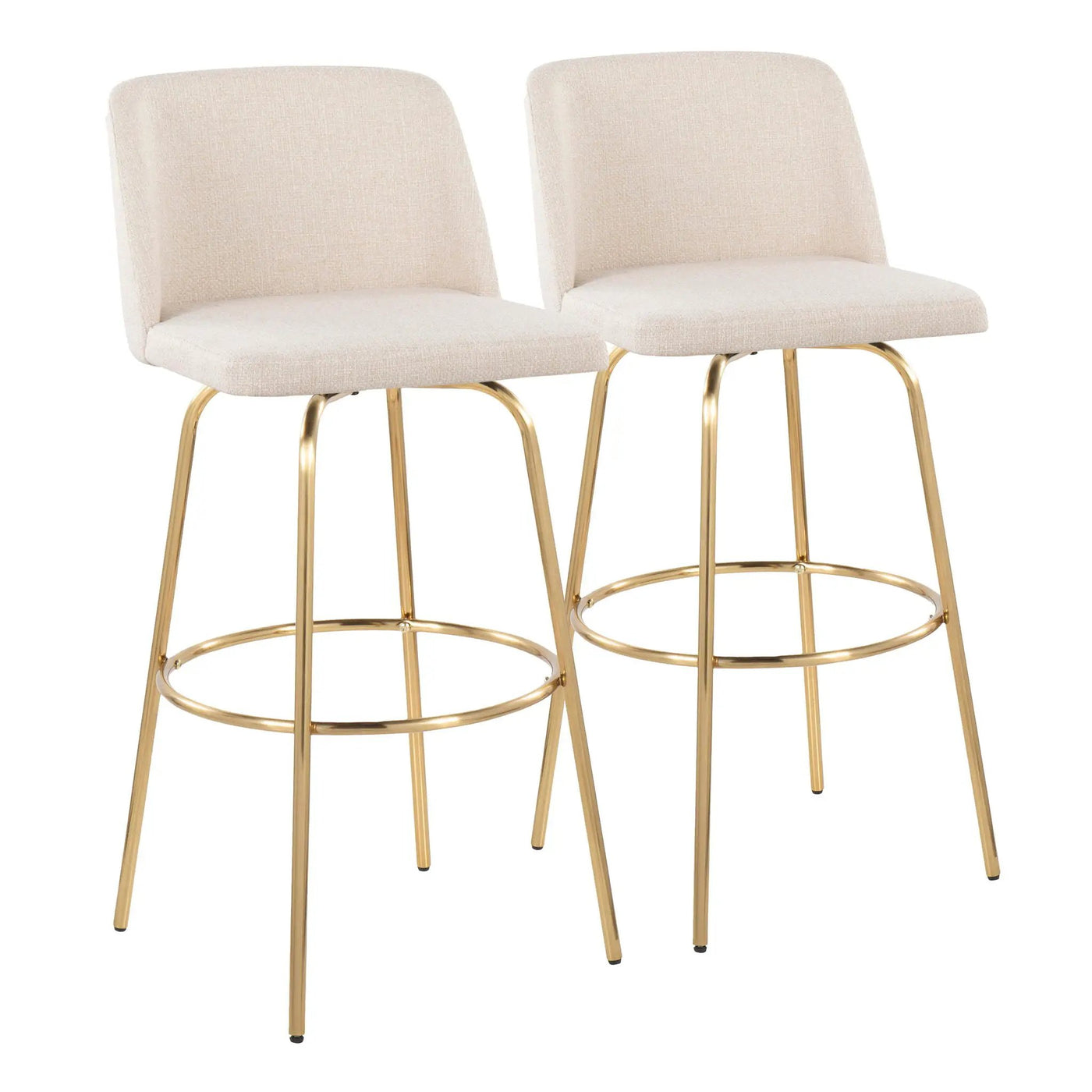 Toriano - Contemporary Fixed Height Barstool With Swivel And Round Footrest (Set of 2) by HouseOfZazla