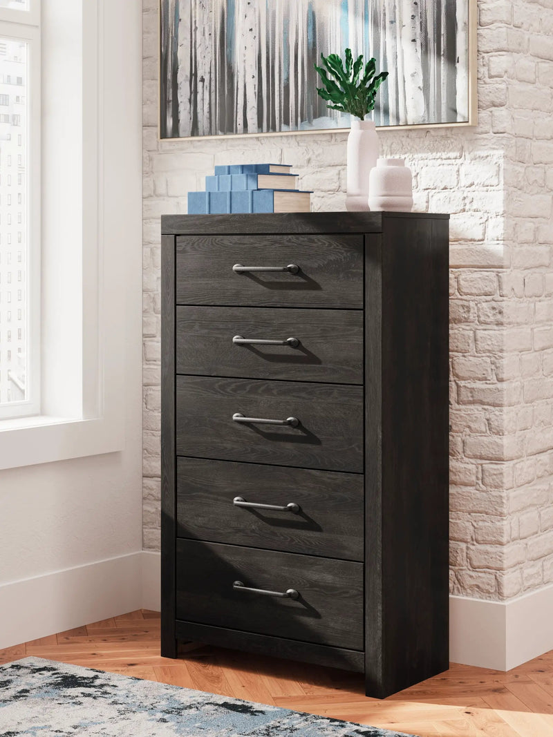 Hollivern - Five Drawer Chest - Dark Gray by Unique Piece Furniture