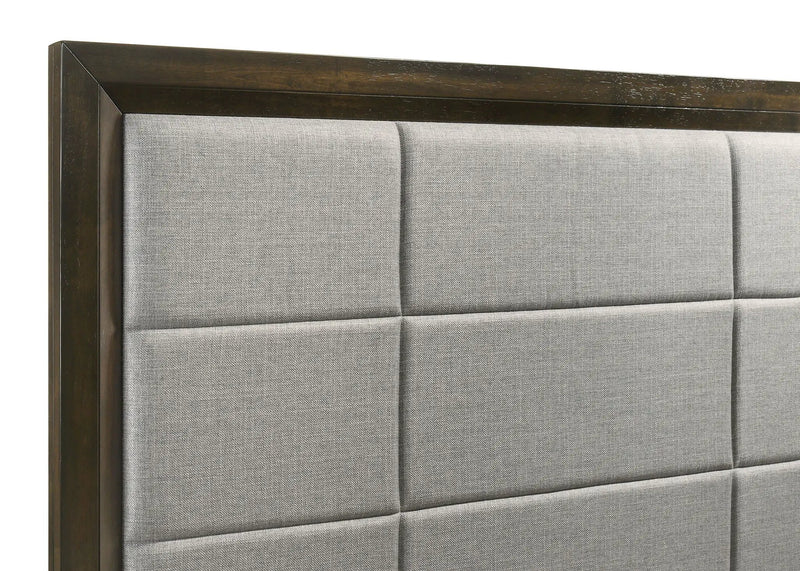 Atlas 63-inch Eastern King Upholstered Panel Bed Grey and Dark Oak by Unique Piece Furniture