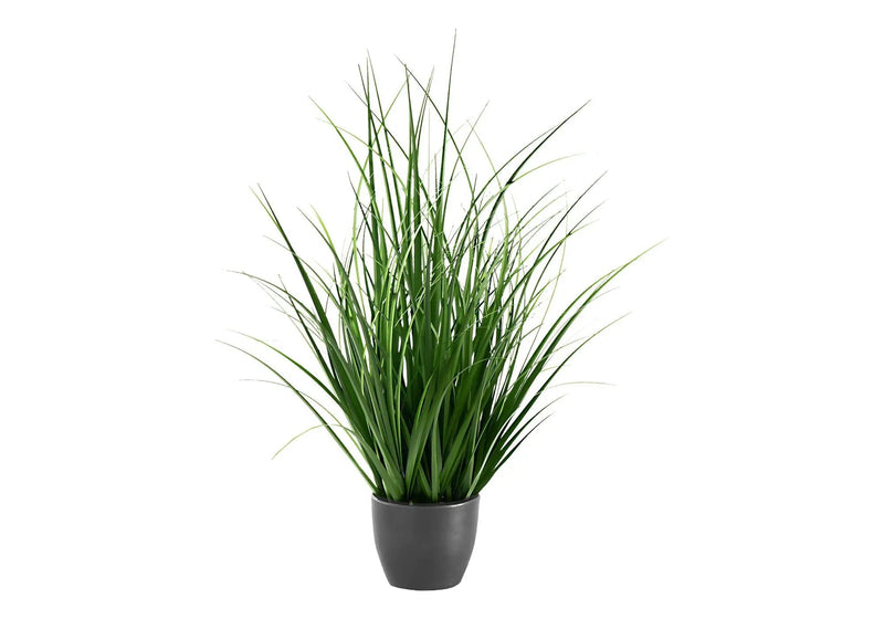 23" Tall, Artificial Plant, Grass, Indoor, Faux, Fake, Table, Greenery, Potted, Real Touch, Decorative - Green / Black by Unique Piece Furniture