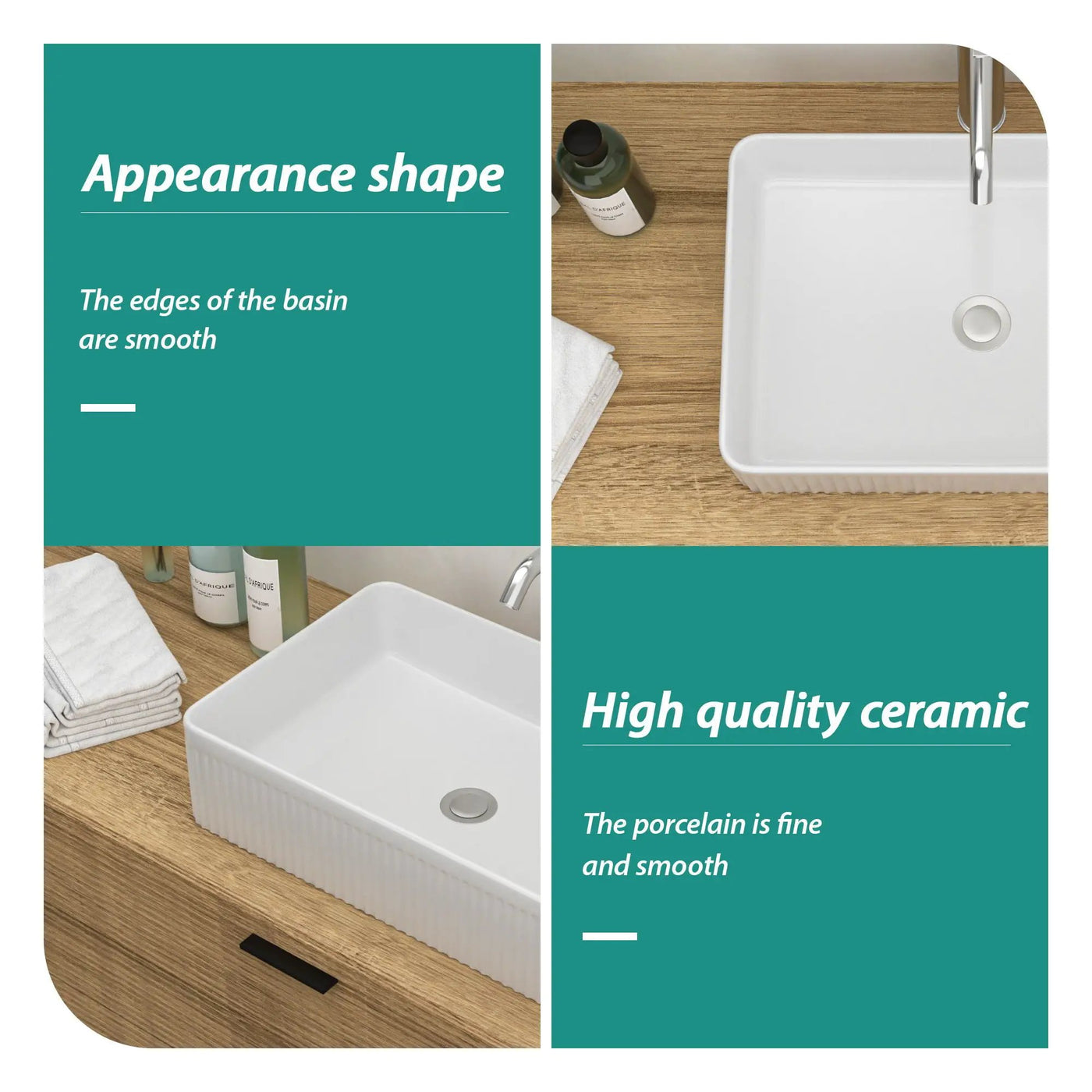 Modern Ceramic Rectangular Vessel Bathroom Sink by HouseOfZazla