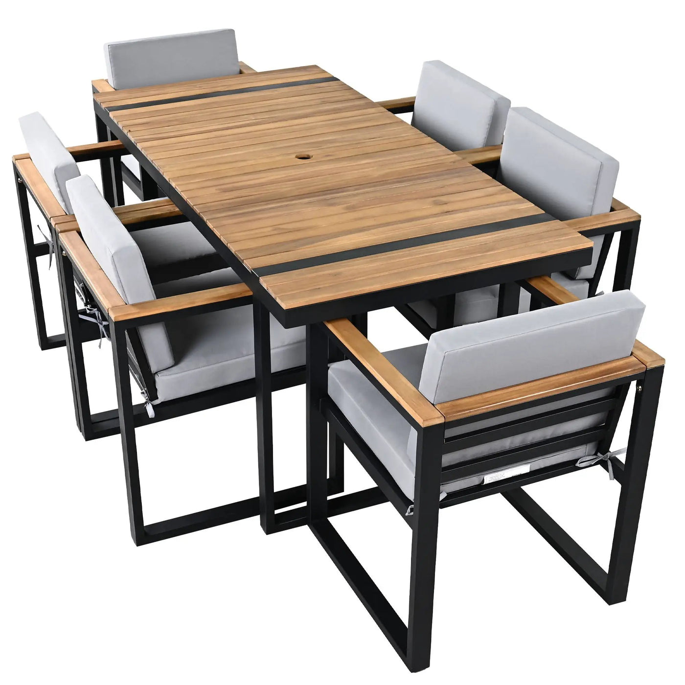 7 Pieces Outdoor Dining Set Patio Dining Table And Chair Set With And Removable Cushions For Patio by HouseOfZazla