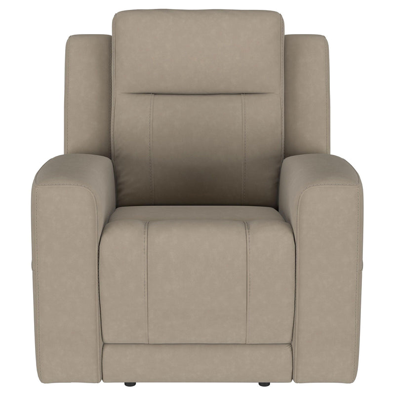 Slater - 3 Piece Upholstered Reclining Sofa Set And Built In Storage - Taupe