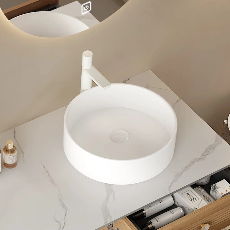 MUNIN 16'' Bathroom Sink, Round Vessel Ceramic Basin by HouseOfZazla