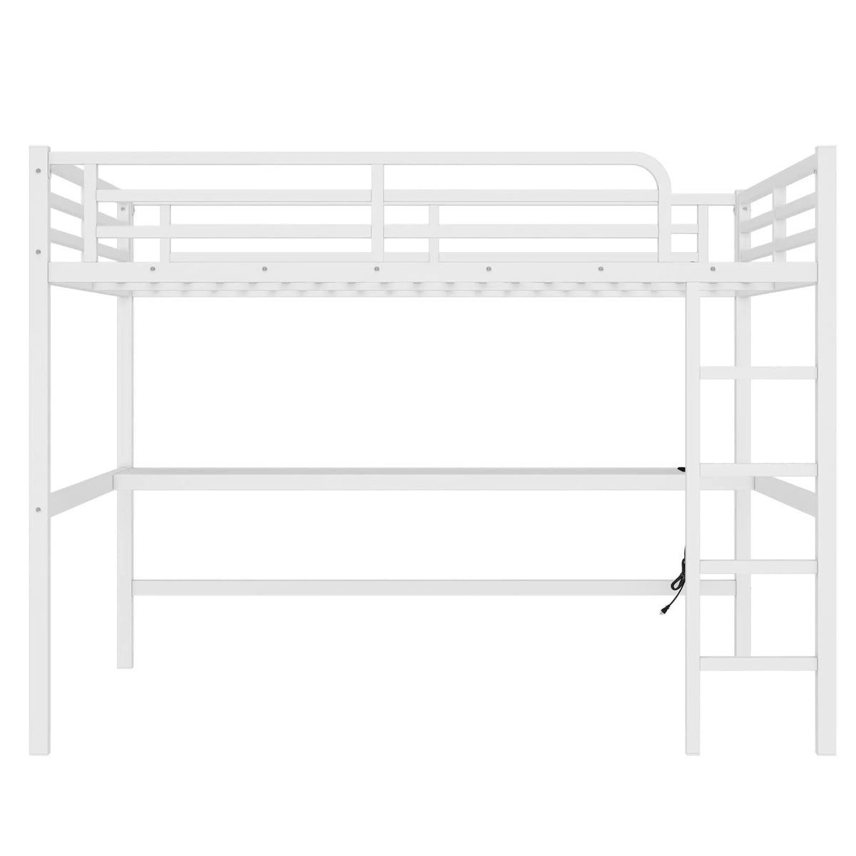 Metal Queen Size Loft Bed with Power Outlet and LED Lighted by HouseOfZazla