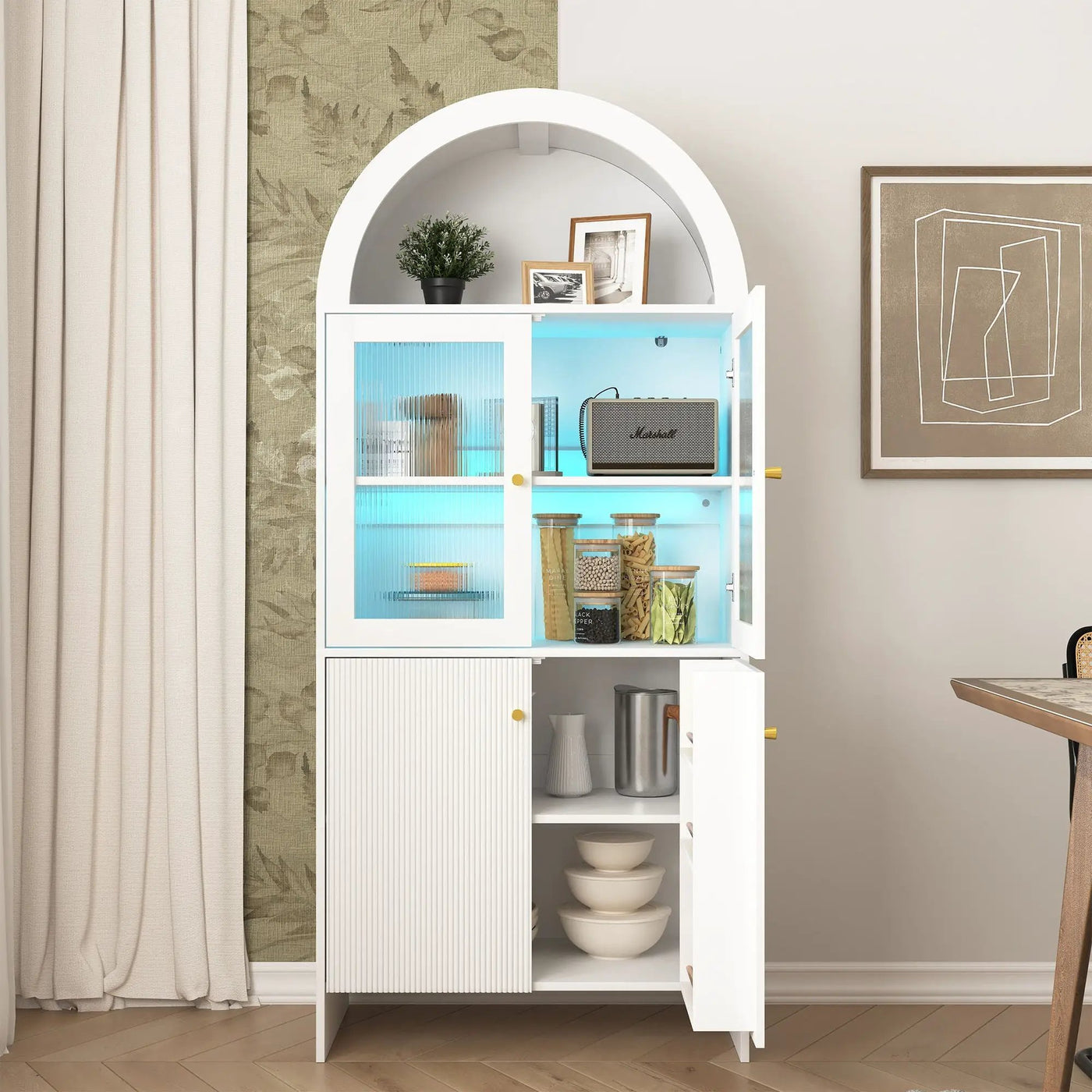 Modern Tech Inspired Dome Cabinet With LED Lighting by Unique Piece Furniture
