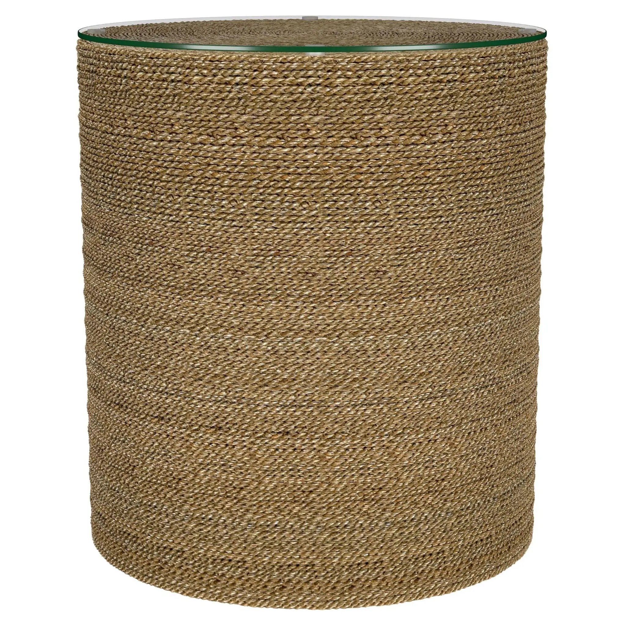 Halden Round Woven Seagrass Accent Side Table Light Brown by Unique Piece Furniture