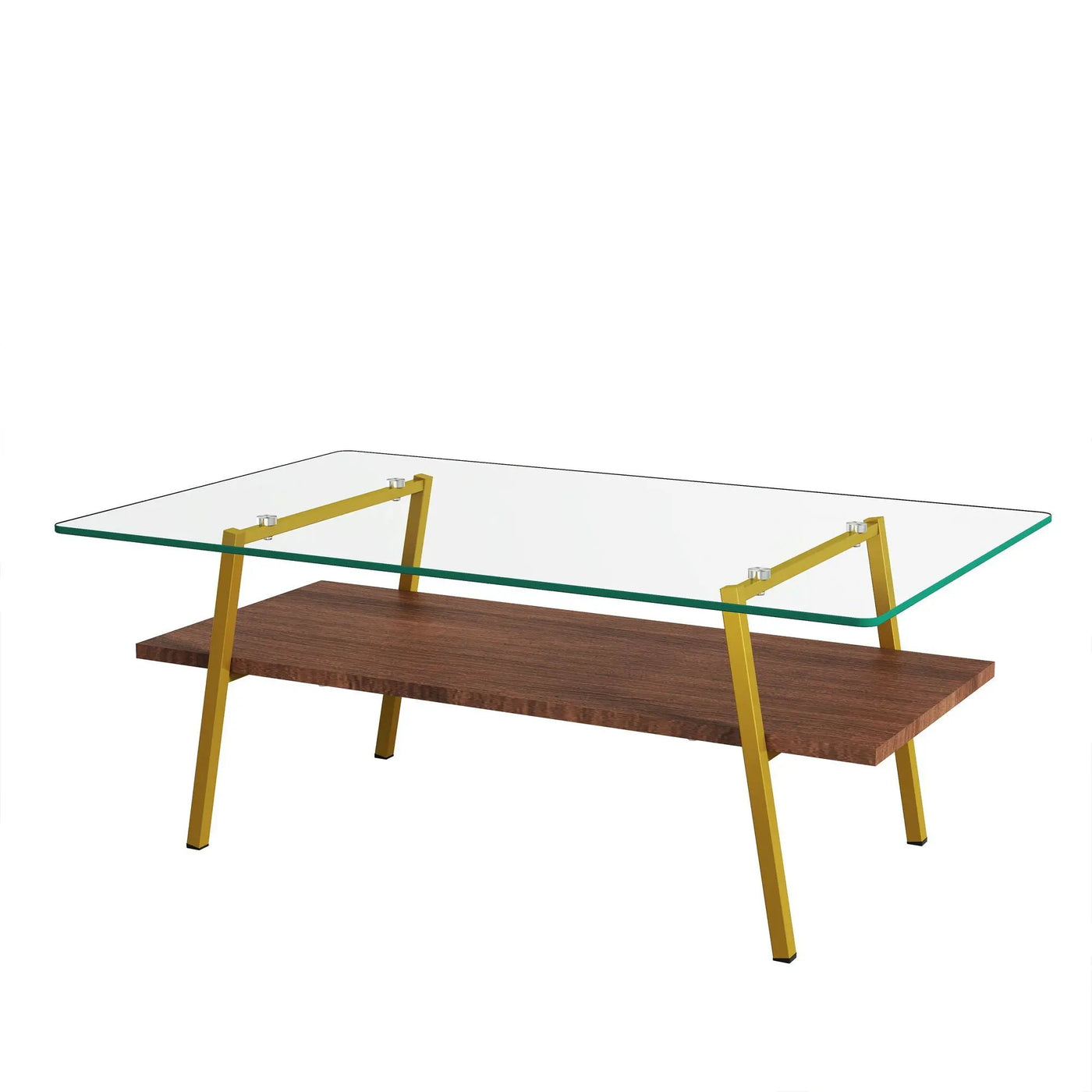 Rectangle Coffee Table, Tempered Glass Tabletop With Metal Legs, Modern Table For Living Room by HouseOfZazla