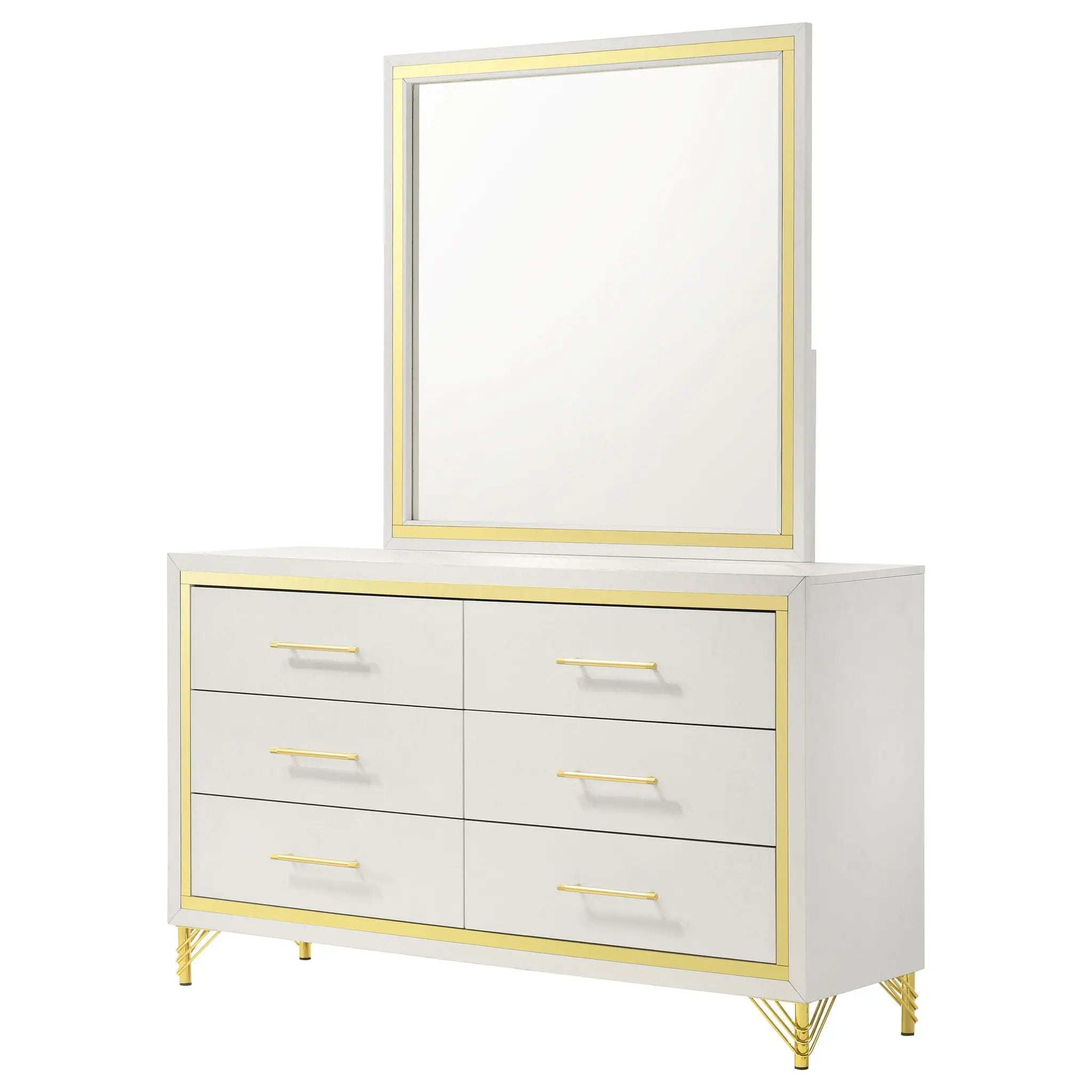 Lucia 6-drawer Dresser with Mirror White by Unique Piece Furniture