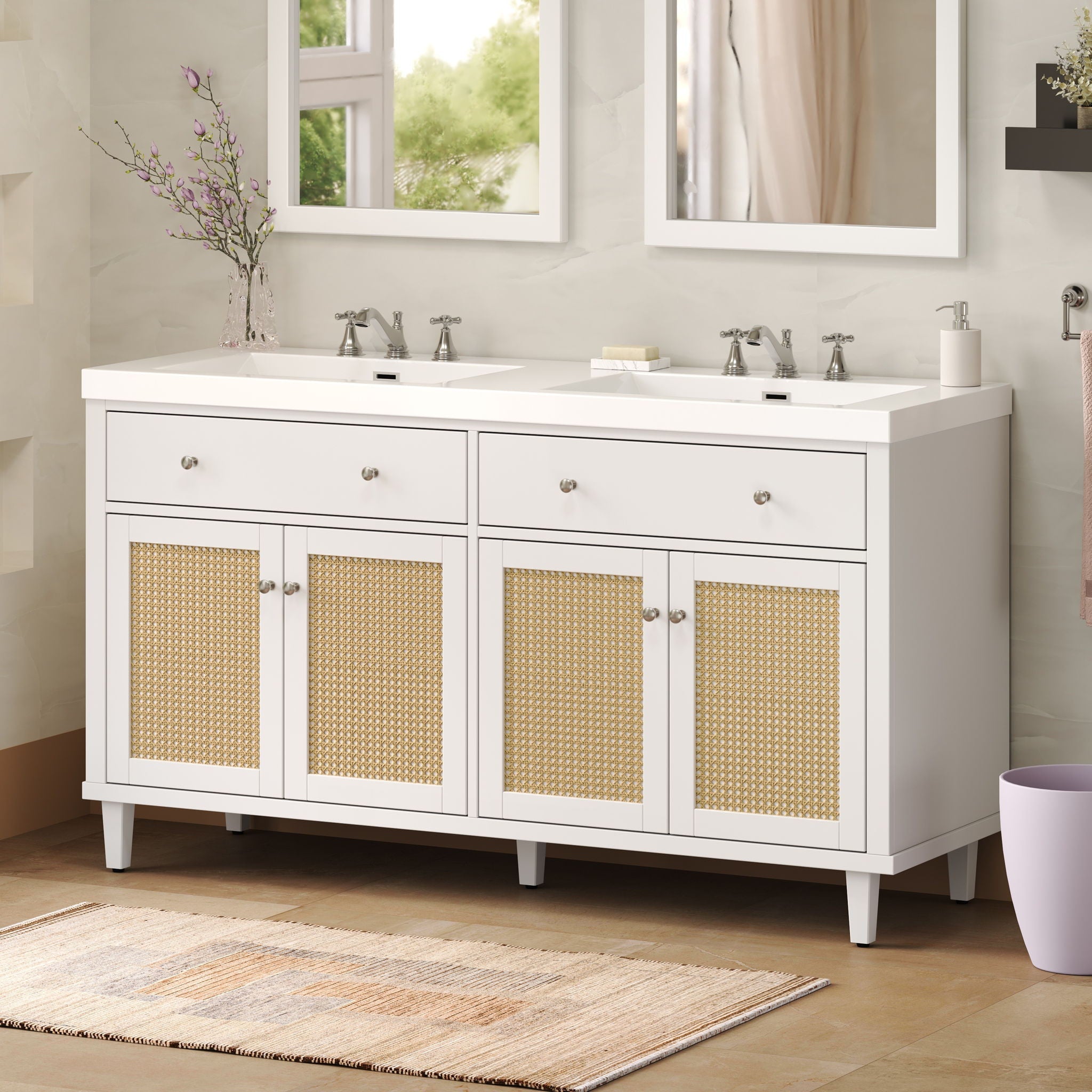 Bathroom Vanity With Double Sink, Large Storage Space by HouseOfZazla