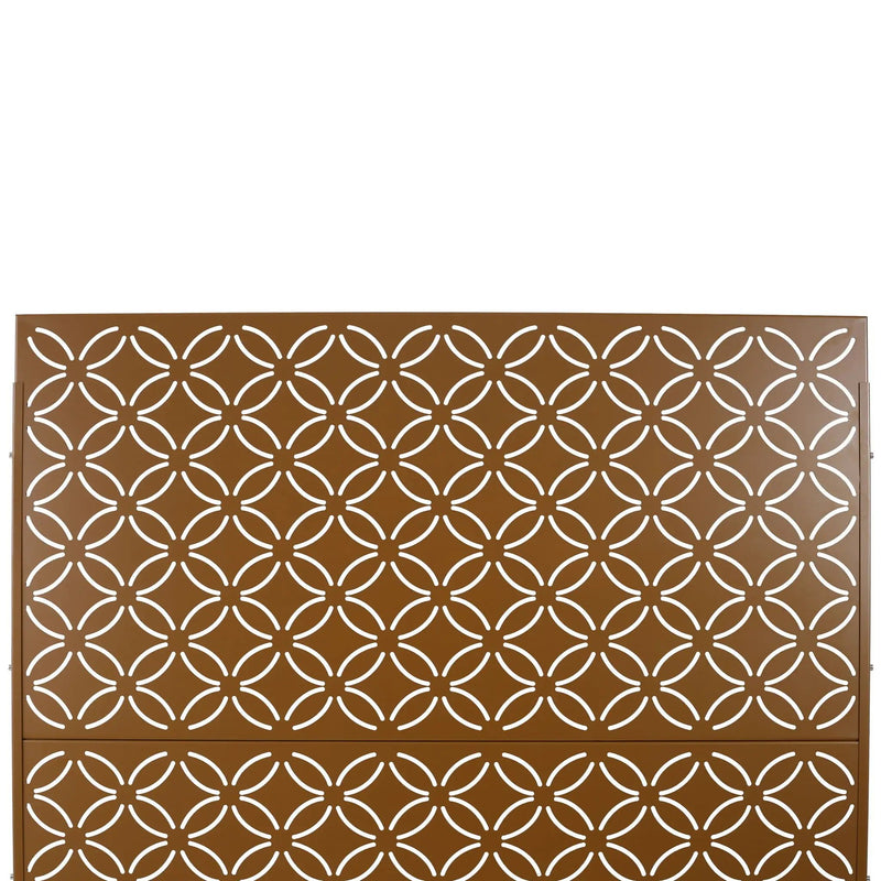 Freestanding Decorative Privacy Screen For Deck Balcony Patio, Metal Privacy - Brown by HouseOfZazla