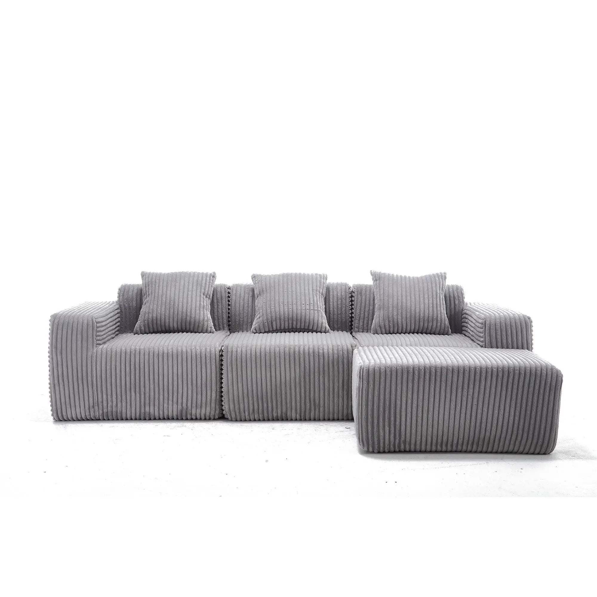 L - Shape Modern Minimalist Modular Sectional Sofa, Upholstered Cloud Couch With Deep Seats by Unique Piece Furniture