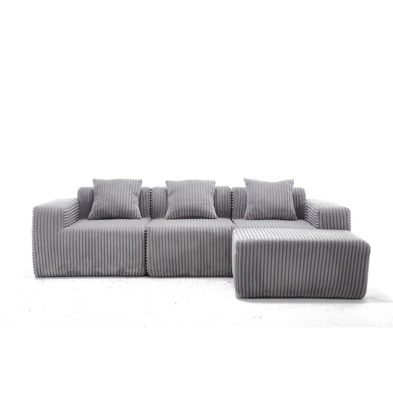 L - Shape Modern Minimalist Modular Sectional Sofa, Upholstered Cloud Couch With Deep Seats by Unique Piece Furniture