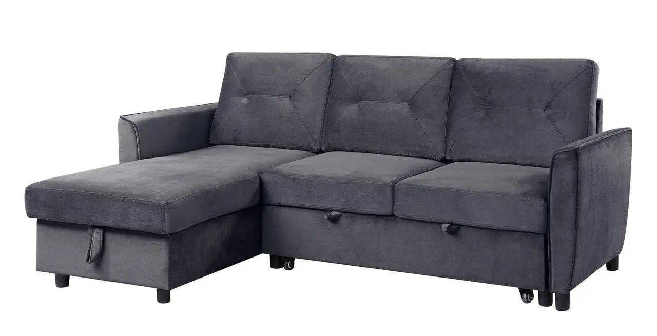 Hudson - Reversible Sleeper Sectional Sofa With Storage Chaise - Dark Gray by Unique Piece Furniture