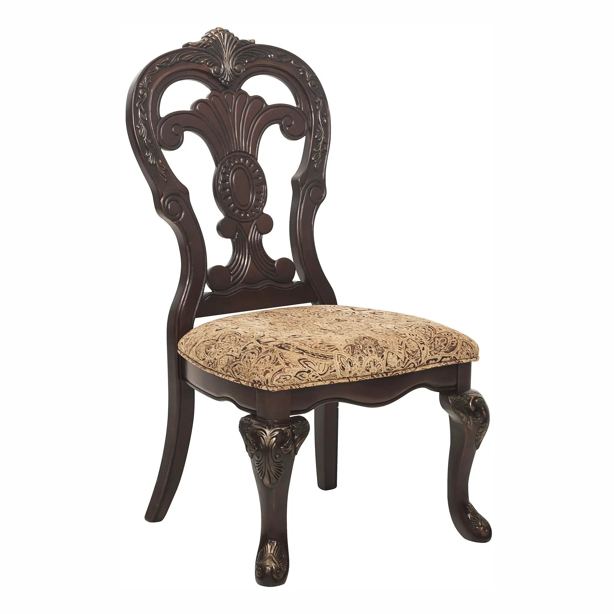 Elegant Style Beautiful Side Chairs 2 Piece Set Cherry With Tipping Fabric Upholstered Traditional Dining Furniture - Cherry by Unique Piece Furniture