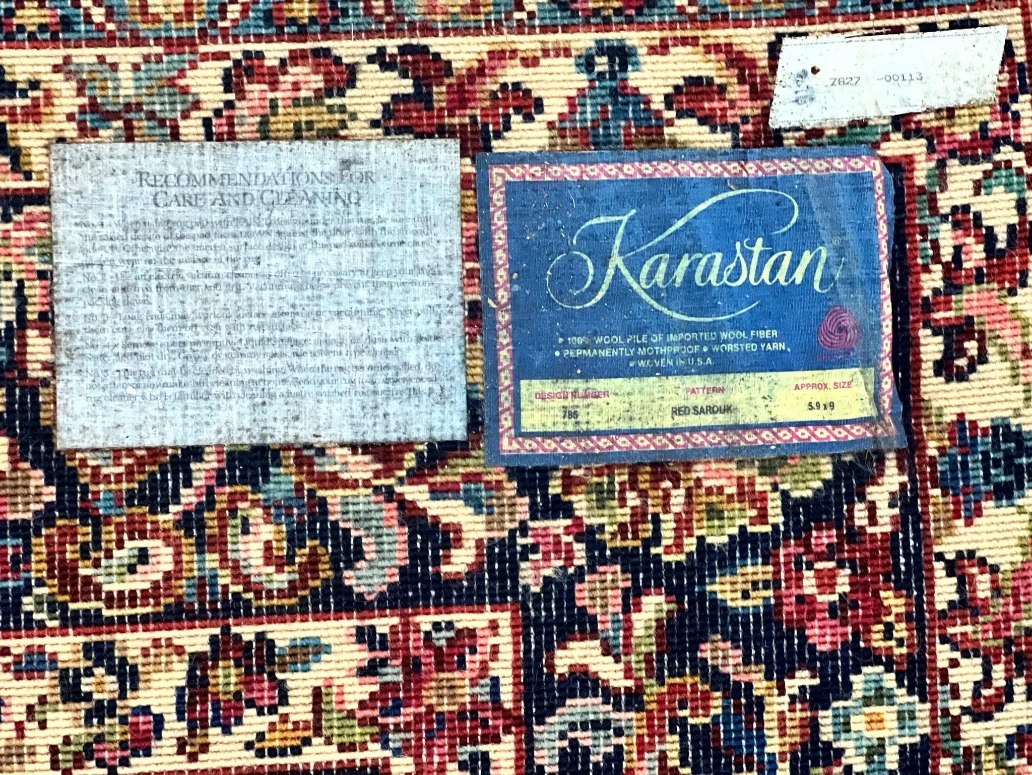 Karastan Rug 5.9 x 9 Red Sarouk Rug #785, Karastan Wool Rug, Karastan Carpet, Original 700 Series Vintage Karastan Oriental Rug Discontinued by Jewel Rugs