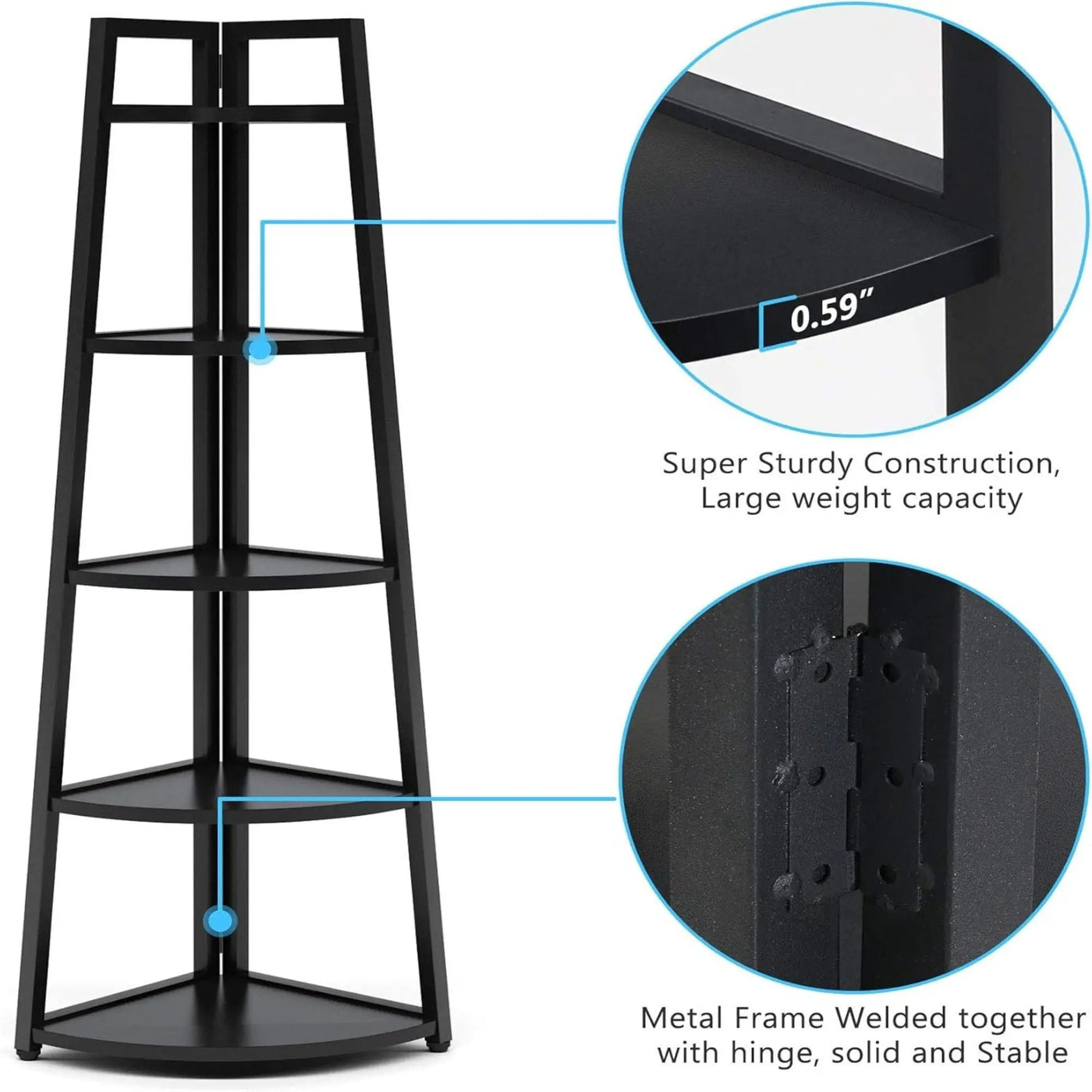 Tall 5 Tier Corner Bookshelf For Living Room by HouseOfZazla