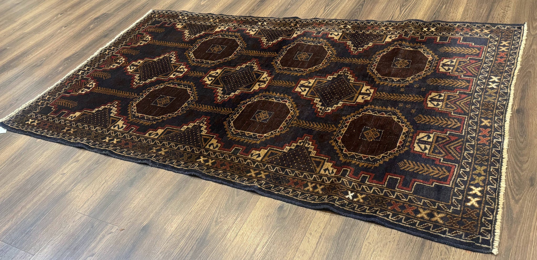 Navy Blue Afghan Balouch Rug 4x6, Handmade, New by Jewel Rugs
