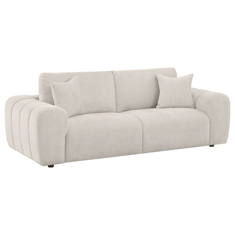 Burnett Chenille Upholstered Wide Arm Sofa Ivory by Unique Piece Furniture