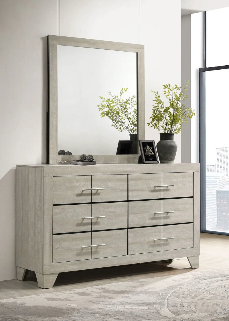 Trenton 6-drawer Bedroom Dresser With Mirror Rustic Cream by Unique Piece Furniture