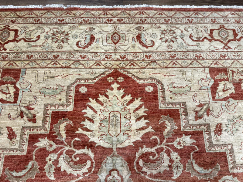 Turkish Heriz Serapi Rug 9x13, Geometric Medallion by Jewel Rugs