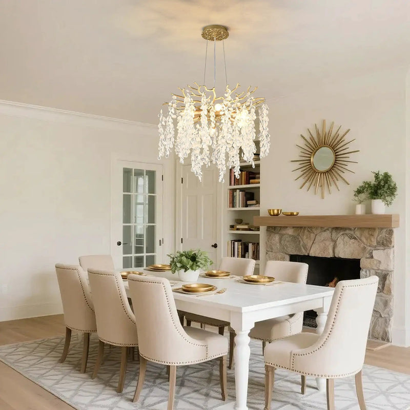 6-Light Chandelier Crystal Ceiling Lamp in Gold by HouseOfZazla