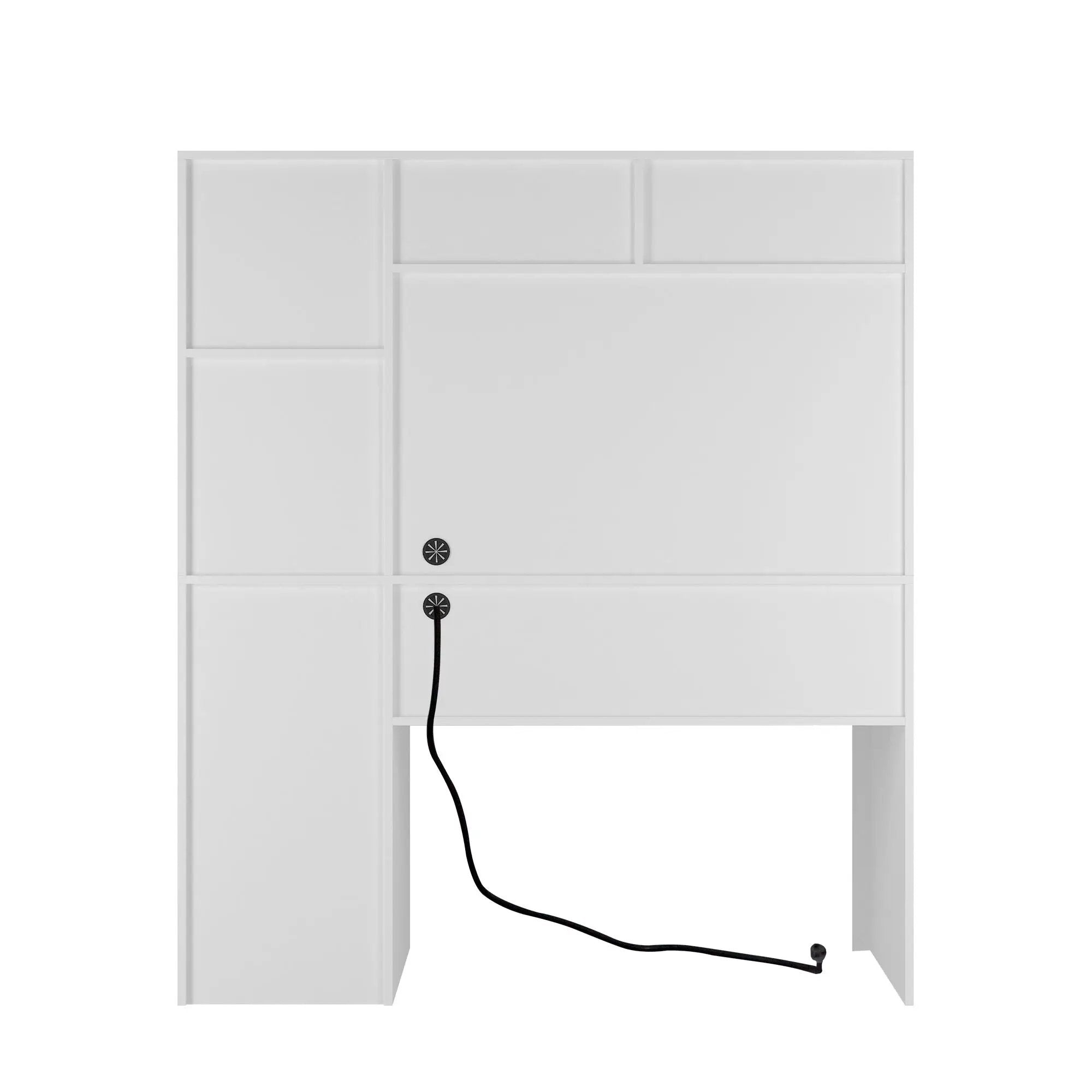 Computer Desk With Hutch & Bookshelf, Wood Executive Desk Teens Student Desk Writing Laptop Home Office Desk With Drawers, 3 Ac Outlets And 2 USB Charging Ports, Study Laptop Table For Home - White by HouseOfZazla