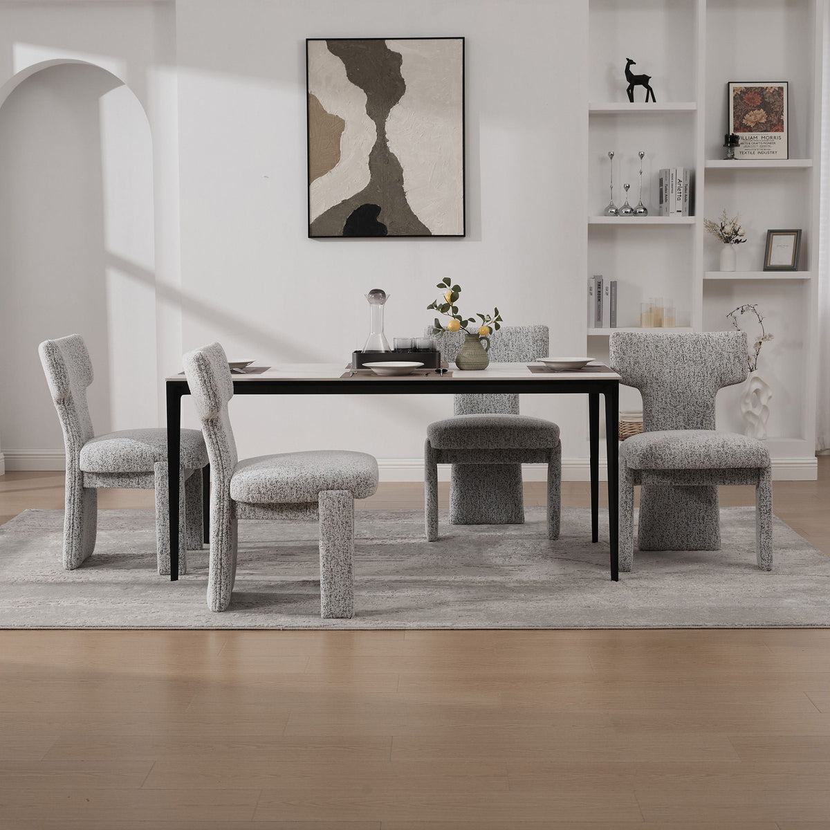 Armless Curved Back Accent Chairs with Modern Silhouette - White, Black, or Beige, photo 32 of 40