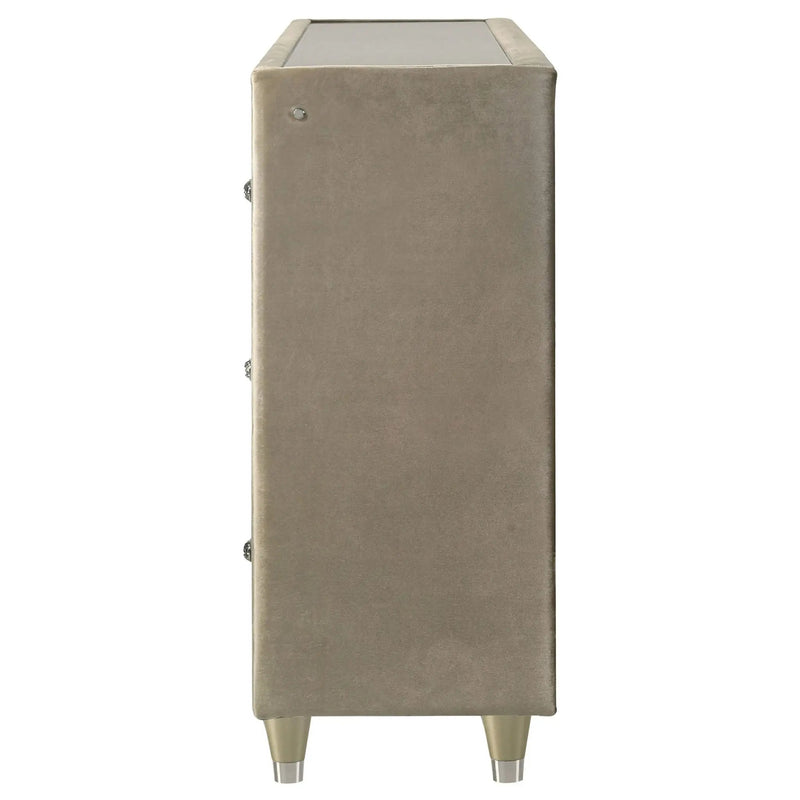 Lorient 8-drawer LED Bedroom Flame Box Dresser Ivory Camel by Unique Piece Furniture