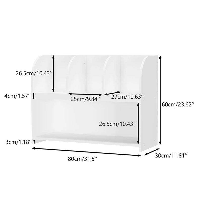Bookcase With 4 Compartments, Storage Shelf For Toys And Books - White by HouseOfZazla