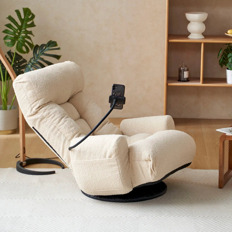 Adjustable Swivel Lounge Chair With 360 Degree Rotating Seat And Headrest Support by Unique Piece Furniture