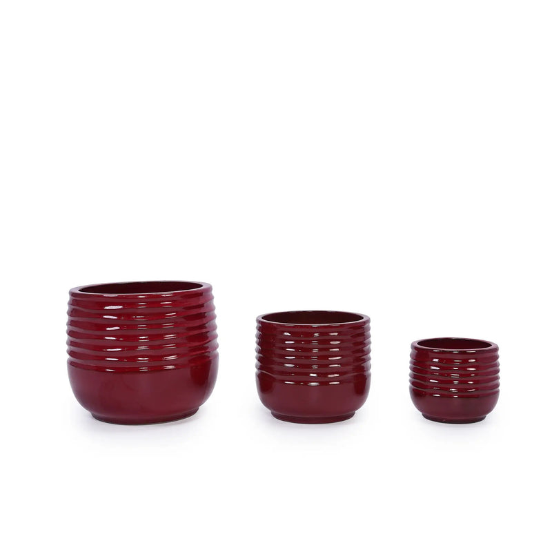 Handmade Glazed Ceramic Planter Set of 3 by HouseOfZazla