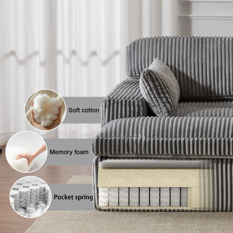 Double Chaise Lounge Chair, Oversized Upholstered Sleeper Cloud Couch by Unique Piece Furniture