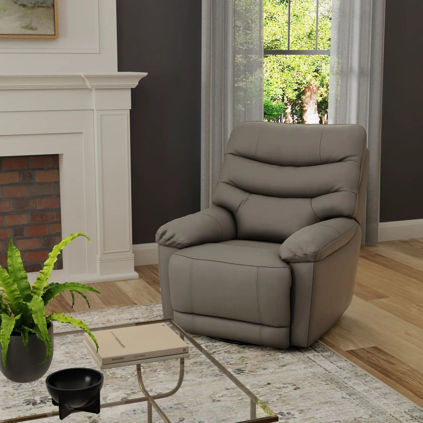 Oslo Antelope - Swivel Glider Recliner With Manual Footrest by Unique Piece Furniture