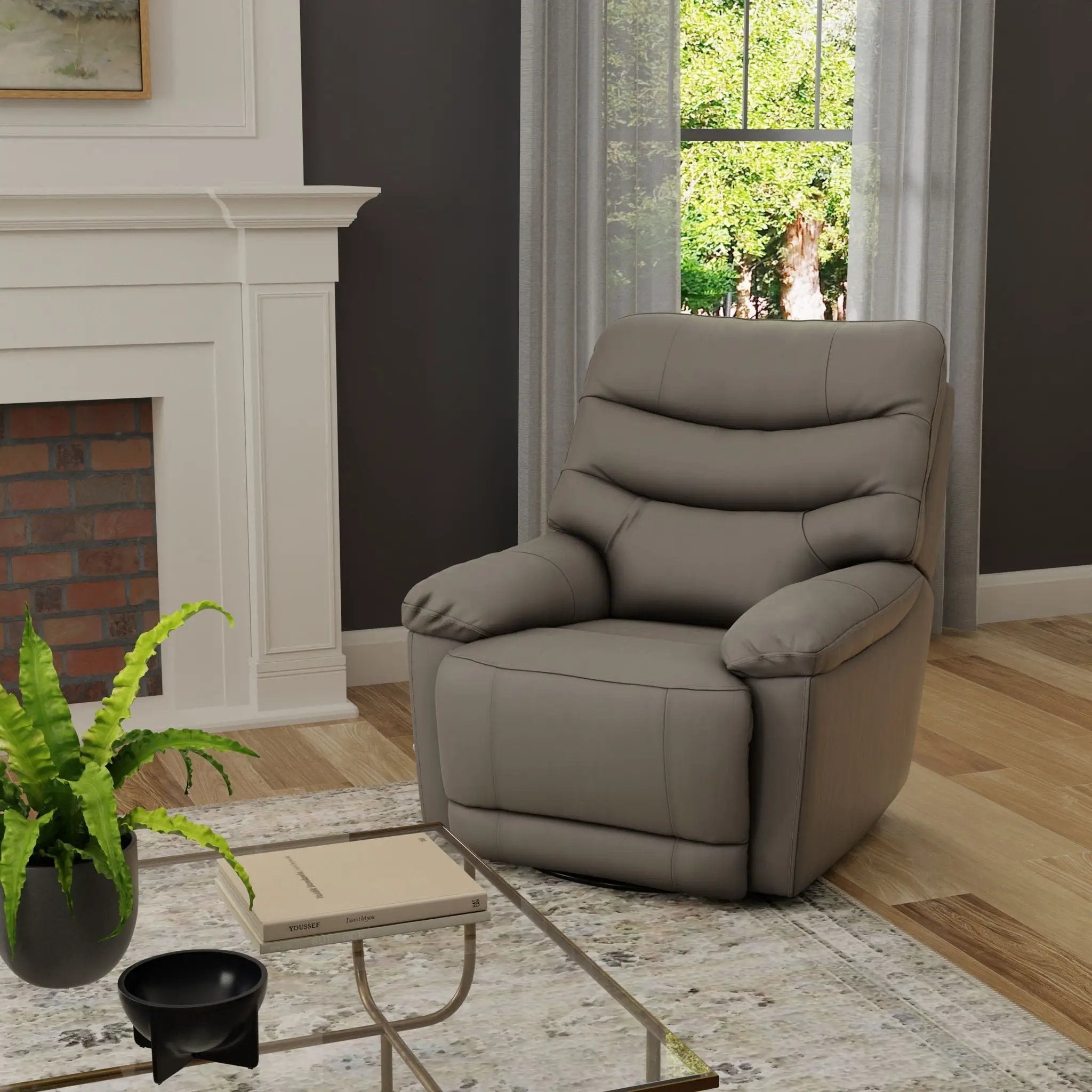 Oslo Antelope - Swivel Glider Recliner With Manual Footrest by Unique Piece Furniture