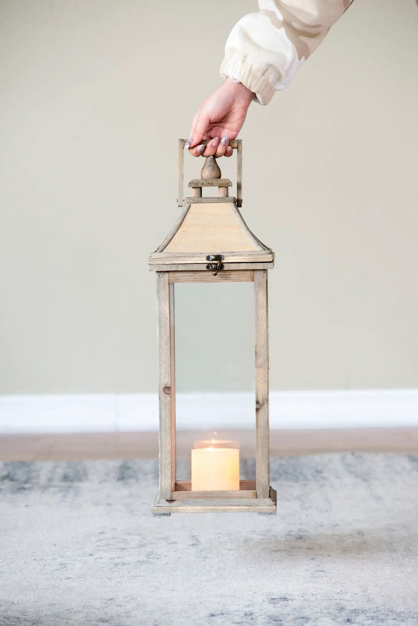 Candle Lantern Decorative, Hurricane Lantern Holder Decor For Indoor Outdoor, Home Garden Wedding - Ivory by HouseOfZazla