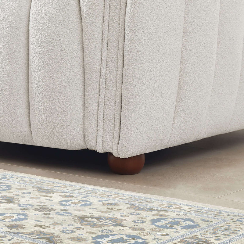 Mid-Century Modern Boucle Couch with Tight Back - Beige, photo 4 of 7