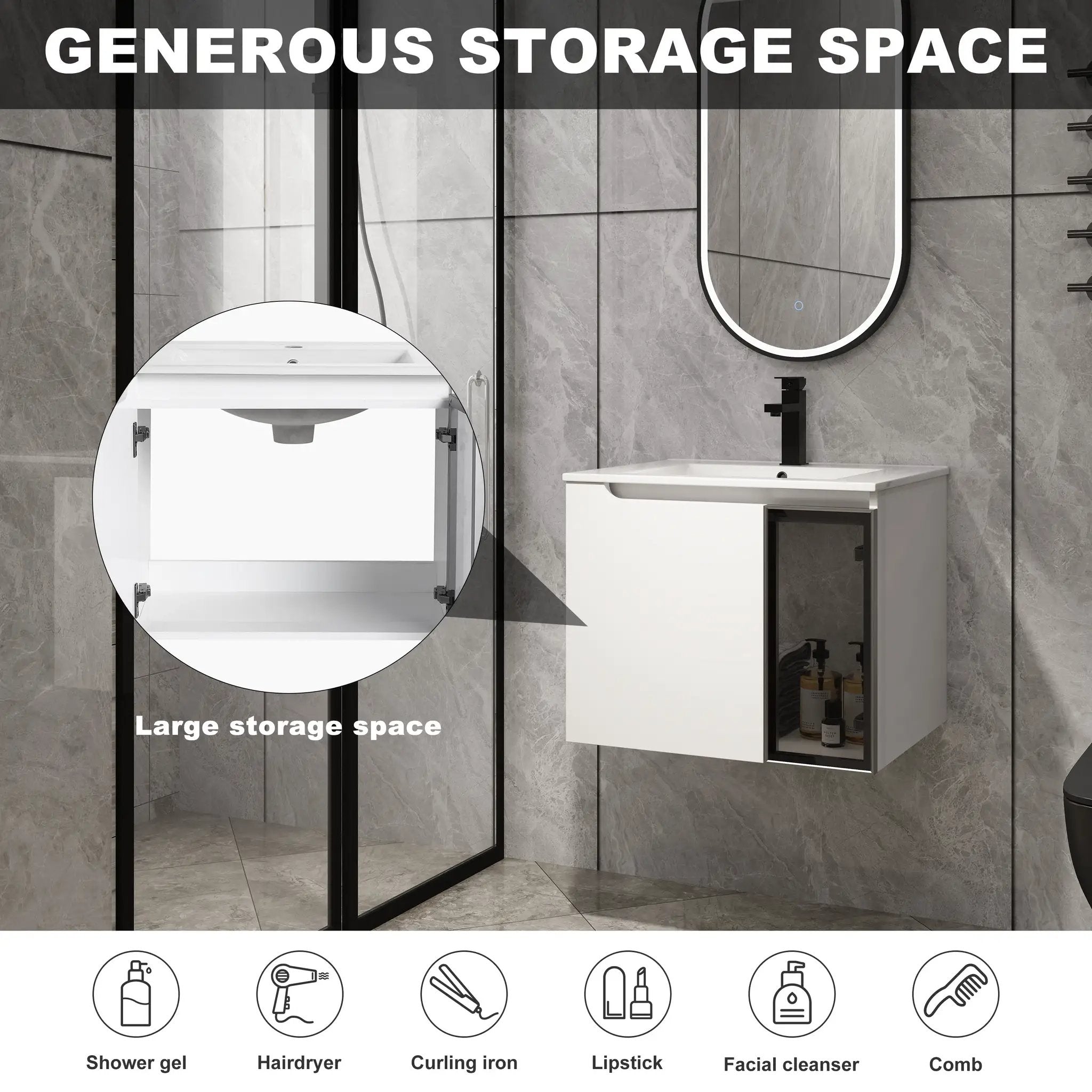 24" Wall-Mounted Bathroom Vanity With Ceramic Sink by HouseOfZazla
