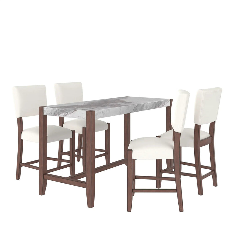 5 Piece Counter Height Dining Set With 4 Upholstered Chairs by Unique Piece Furniture