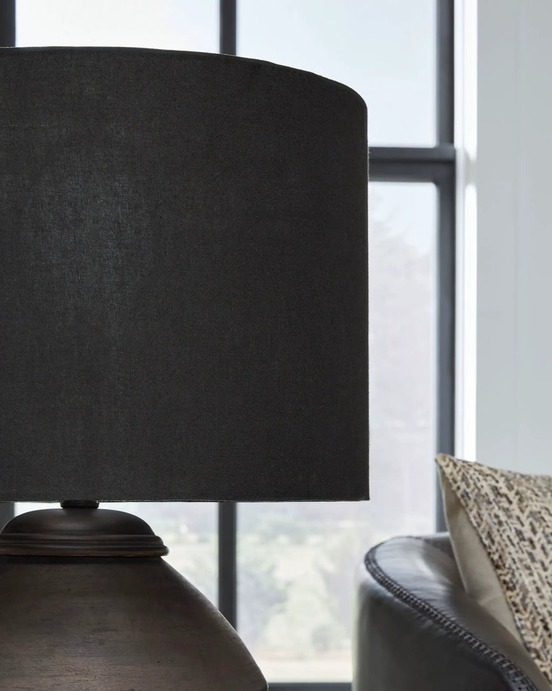 Naareman - Terracotta Table Lamp - Metallic Black by Unique Piece Furniture