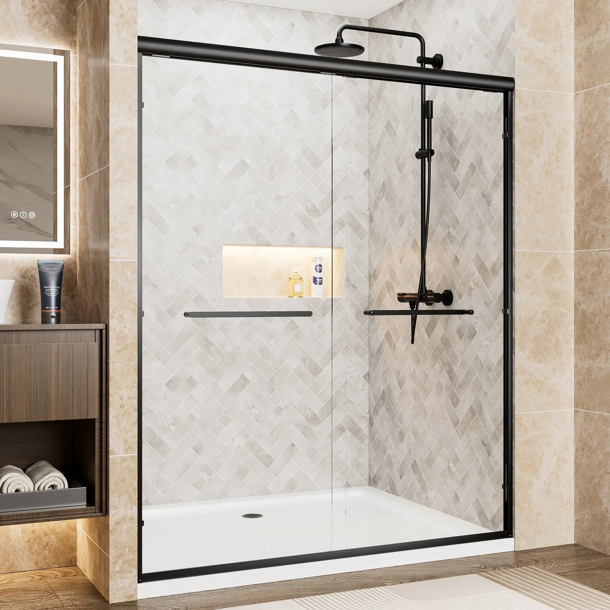 56"-60" W x 72" H Matte Shower Door by HouseOfZazla