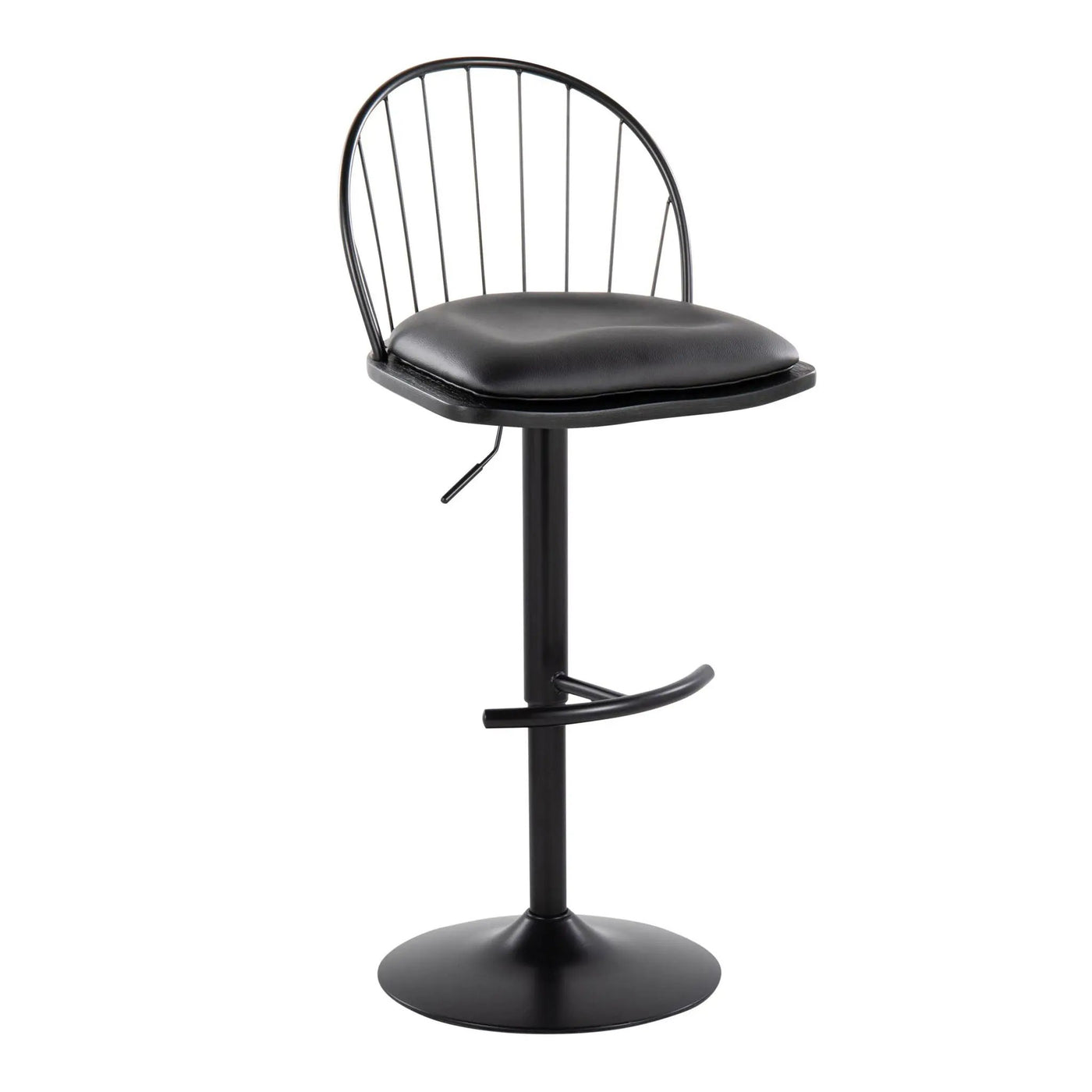 Riley - Farmhouse Adjustable Height Barstool With Swivel With Rounded T Footrest (Set of 2) by HouseOfZazla