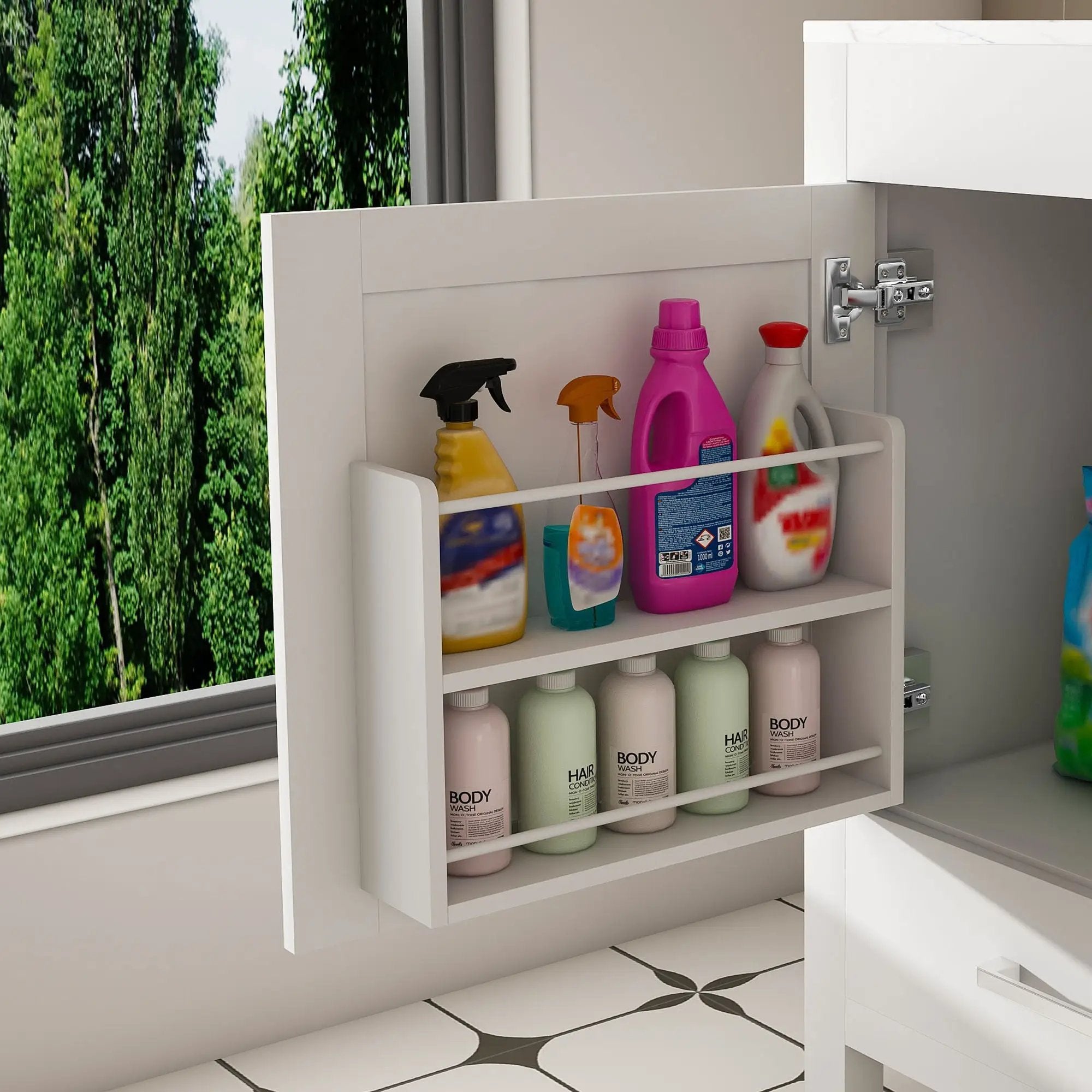 43" Bathroom Vanity, Multi Functional Cabinet With Doors And Drawer - White by HouseOfZazla
