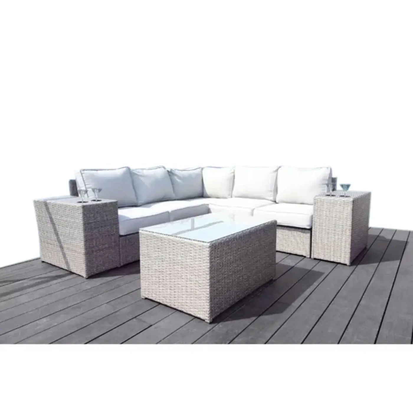 Outdoor Wicker Sectional With Weather Resistant Cushions And Table by HouseOfZazla