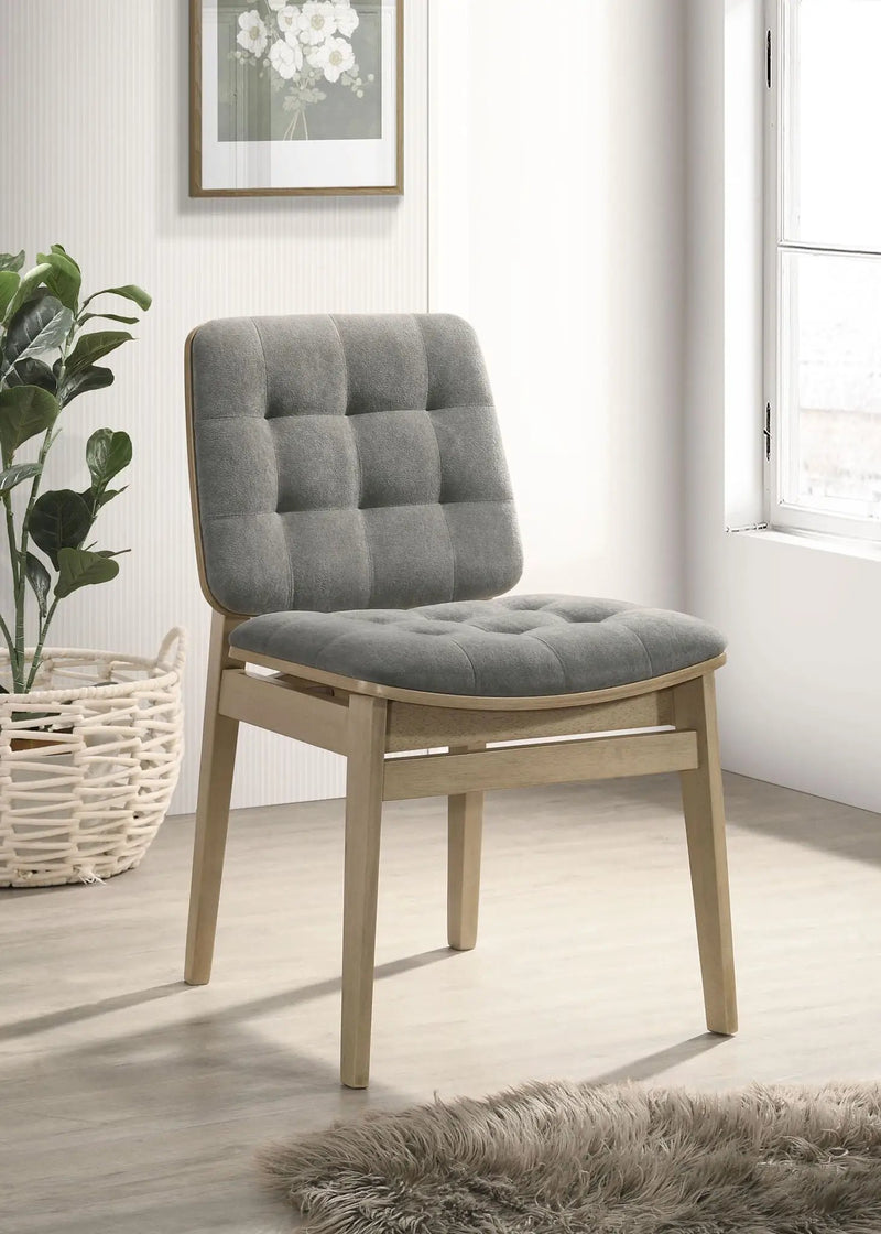 Redbridge Velvet Upholstered Side Chair Grey and Natural Oak (Set of 2) by Unique Piece Furniture